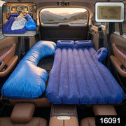 Components of the Portable Car Air Mattress Bed Set including pump, pillows, and extension