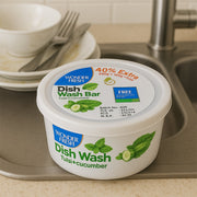 Wonder Fresh Dishwash Bar 350g in Fresh Mix Flavor with a super scrubber on a clean surface.