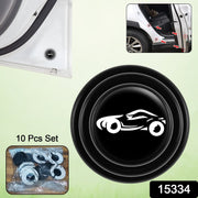 Close-up of a clear Car Door Protector sticker applied to a car door, preventing dings.