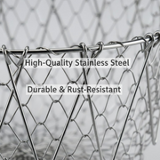 Illustration detailing the dimensions of the compact foldable strainer basket for kitchen use.