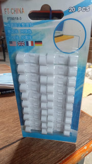 A close-up view of the round sticky cable clips, highlighting their strong adhesive.