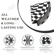 Black and white checkered 3D space rug with non-slip backing