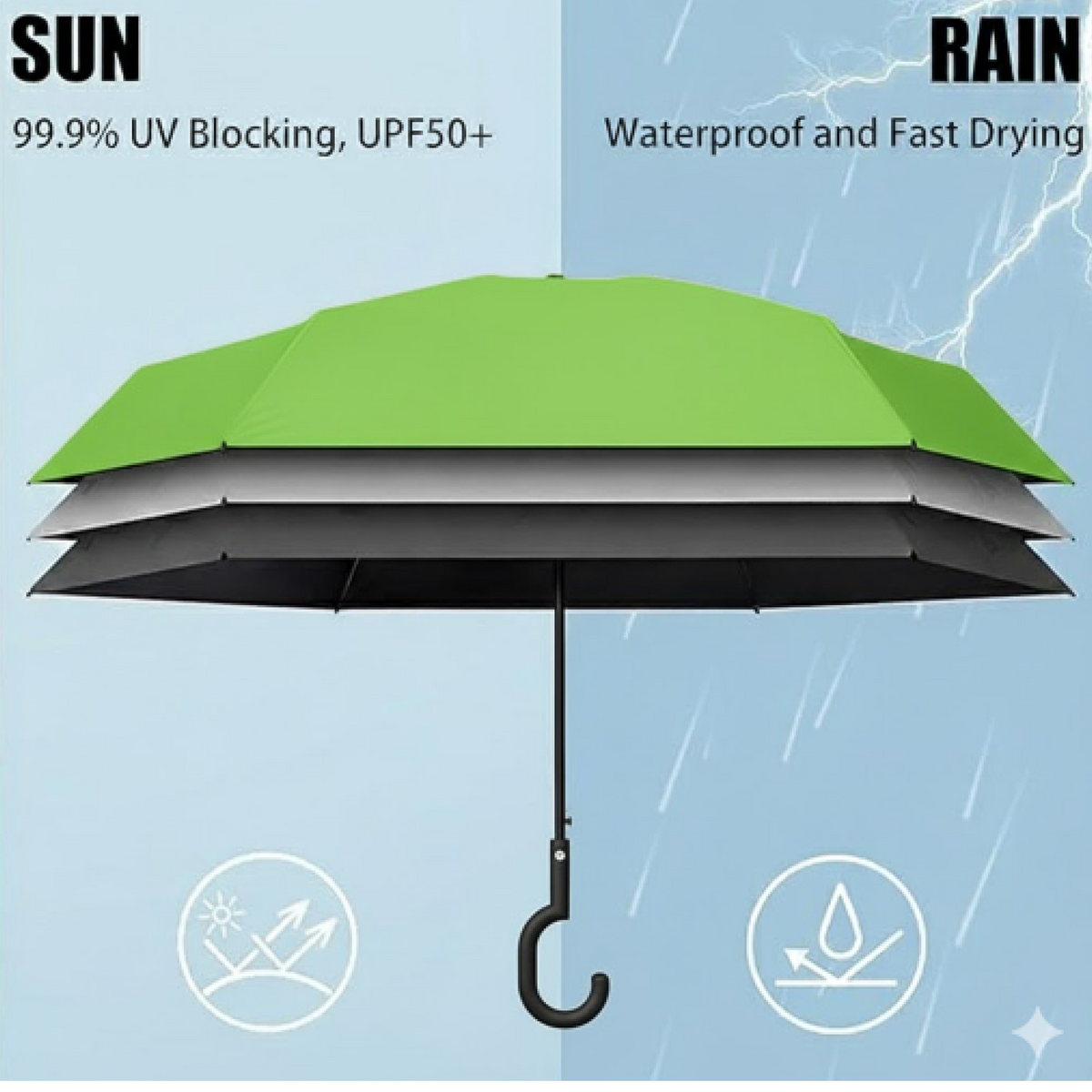Open kids foldable umbrella showcasing its vibrant canopy design.