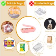 Mini Plastic Bag Sealer held in hand to show its small, portable size.