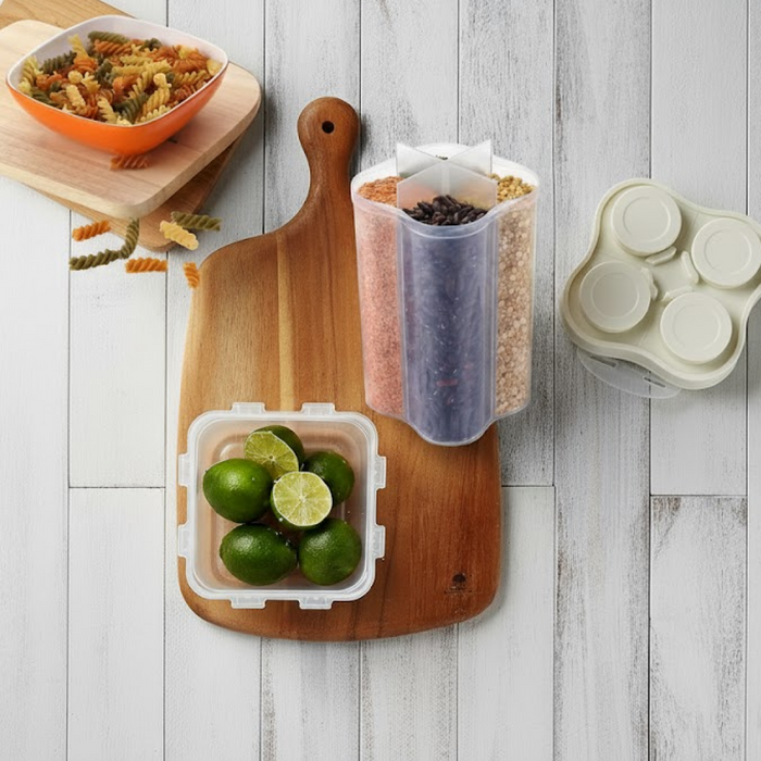 4 Section Food Storage Container – Airtight Plastic Jar | Organivo