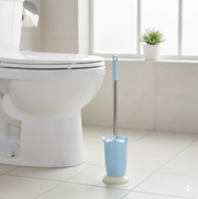 Detail of the sturdy, closed-bottom holder for the toilet brush.