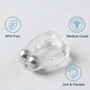 Side view of the reusable anti-snore nose clip, highlighting its ergonomic design.