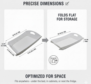Isolated view of the unfolded serving tray, emphasizing its sturdy and reliable design.