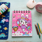 Stationery set including notebook, eraser, and sharpener in pink