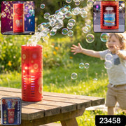 Bubble machine toy emitting bubbles with LED light effects for kids