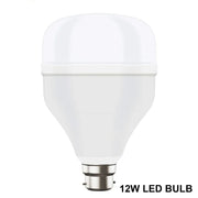 Illustration showing the wide application of a 12W LED bulb in various rooms.