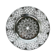 Decorative silver-color Aarti Thali, perfect for daily prayers.