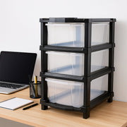 Stackable transparent drawer organizer unit for neat home storage