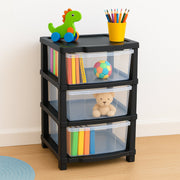 Open drawer view of transparent organizer showing storage capacity