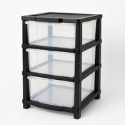 Free-standing transparent drawer organizer with flat top surface