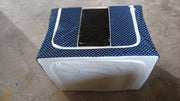 Empty foldable storage bag showcasing its clear window and sturdy design.