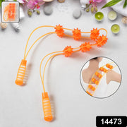 Close-up view of the manual back massage roller rope mechanism