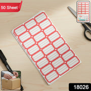 Multiple self-adhesive label stickers displayed for organization