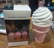Ice cream cone shaped humidifier misting air with LED nightlight on