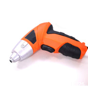 Rechargeable electric screwdriver showing battery indicator for cordless use