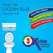 Close-up of a single 50g Wonder Fresh Ocean Blue Toilet Cleaner Flush Tab in its wrapper.