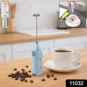 Electric handheld milk frother blender used for mixing beverages