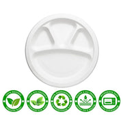 Disposable 4 section food serving plate ideal for home dining and catering