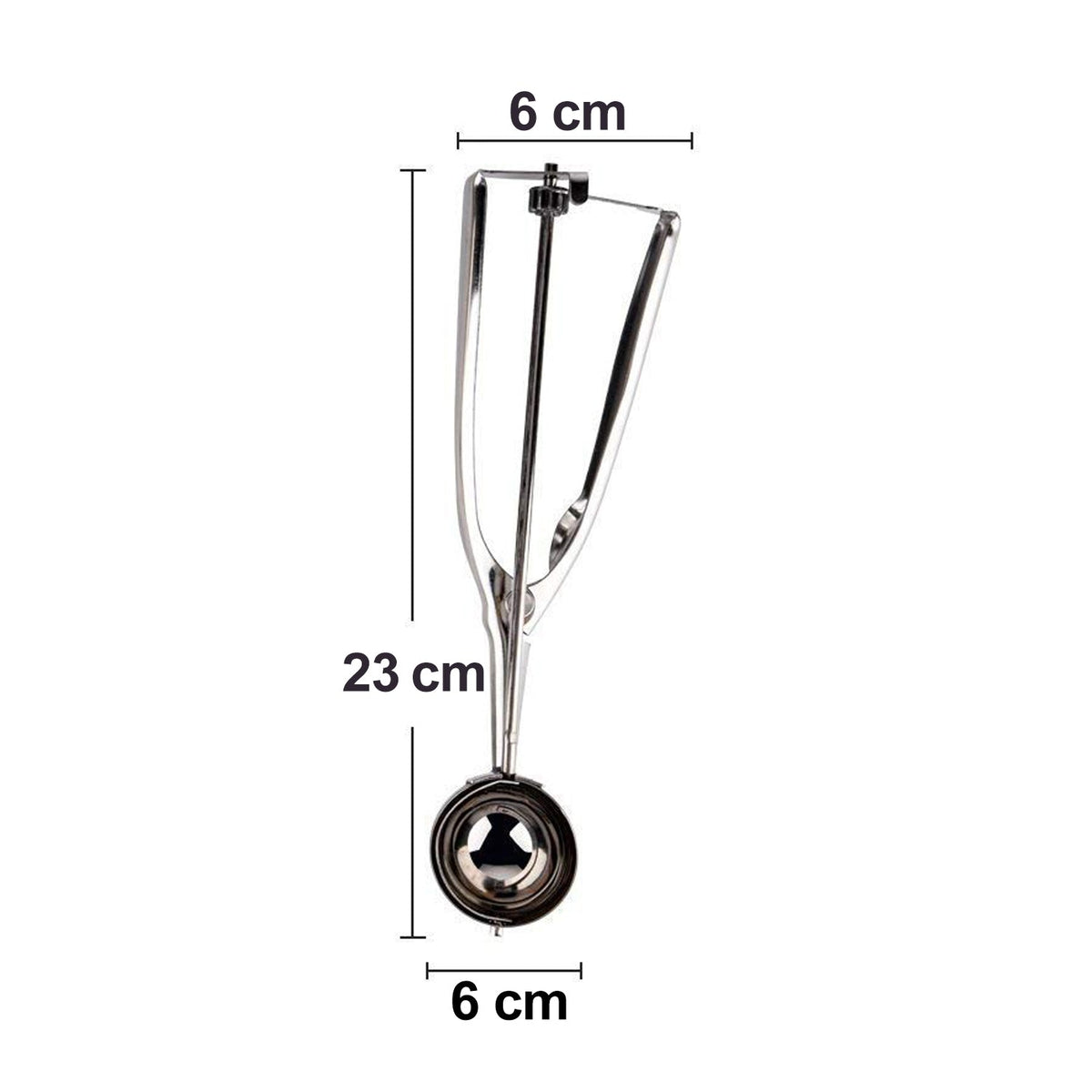 Detail of the sturdy stainless steel ice cream scoop's edge.
