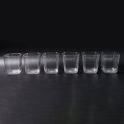Side view of transparent diamond plastic glass set