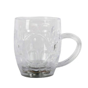 Group of rainbow LED glass cups illuminating a festive party setting.