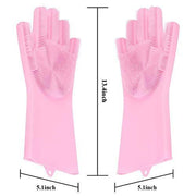 Silicone dishwashing gloves with scrubbing texture, ready for use.