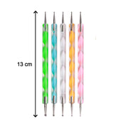 Complete 5-piece nail art pen set displayed together.