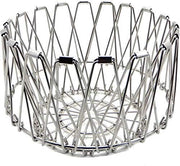 Close-up of the foldable fruit basket design showcasing its intricate stainless steel wire work.