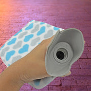 Close-up of the hot water bag's secure cap and soft, removable cover.