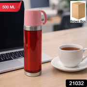 Travel mug with stainless steel base and handle lid for secure grip