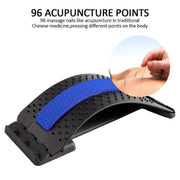 Close-up view of the acupressure points on the back stretcher designed to stimulate circulation.
