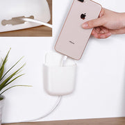 Side view of the wall mounted mobile charger and storage.