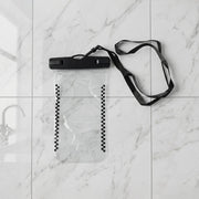 Studio shot demonstrating waterproof mobile pouch design