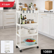 Multipurpose kitchen storage organizer trolley with smooth wheels