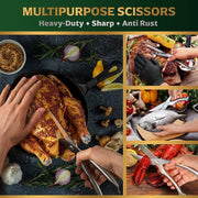 Ultra-sharp poultry shears making meal prep quick and efficient.