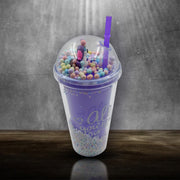 Vibrant Kids LED Sipper Bottle with a convenient straw and illuminating light for school.