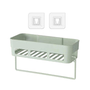 Close-up of the versatile wall-mounted organizer shelf, showing strong adhesive.