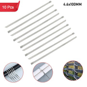 A 10-pack of rustproof Stainless Steel Cable Ties, 4.6x100mm, by WipeTech.