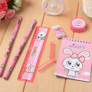 Assorted 8-in-1 Kids Stationery Set from VoltDesk, featuring essential school supplies like pencils, ruler, and eraser.