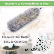 Microfiber duster fully extended, showcasing its long reach.