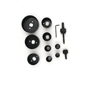 Packaging for the 12-piece 19-64mm carbon steel hole saw kit.