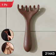 Manual wooden style head and neck scalp massager for stress relief