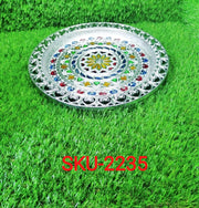 Shiny silver plated thali, a spiritual centerpiece for any Indian home.