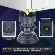 Adjustable stand elevated washing machine on anti-slip base