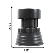 Size illustration showing adjustable furniture riser dimensions